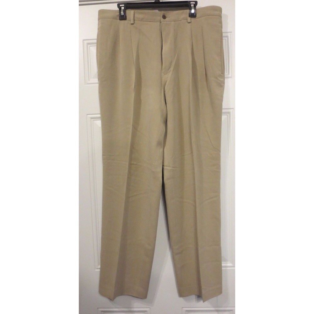 Allen Solly Light Brown Silk Dress Pant Trousers Wedding Casual Beige 38x32 NWOT